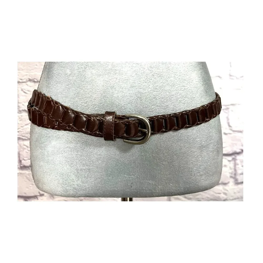Vintage 90's preppy leather chain link belt